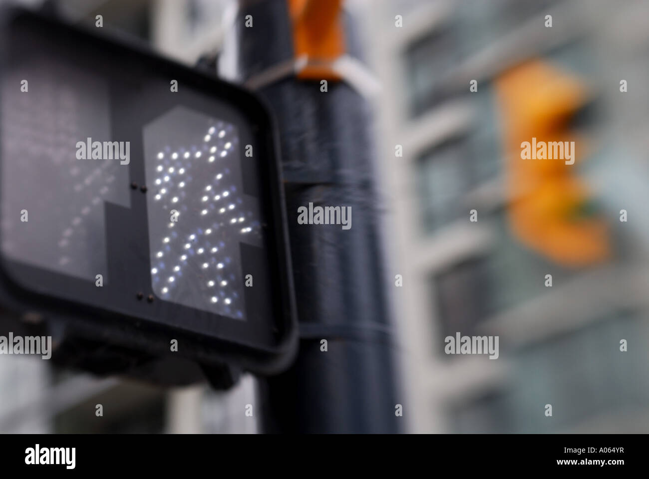 Straßenschild der Stadt am Schnittpunkt zu Fuß" Stockfoto