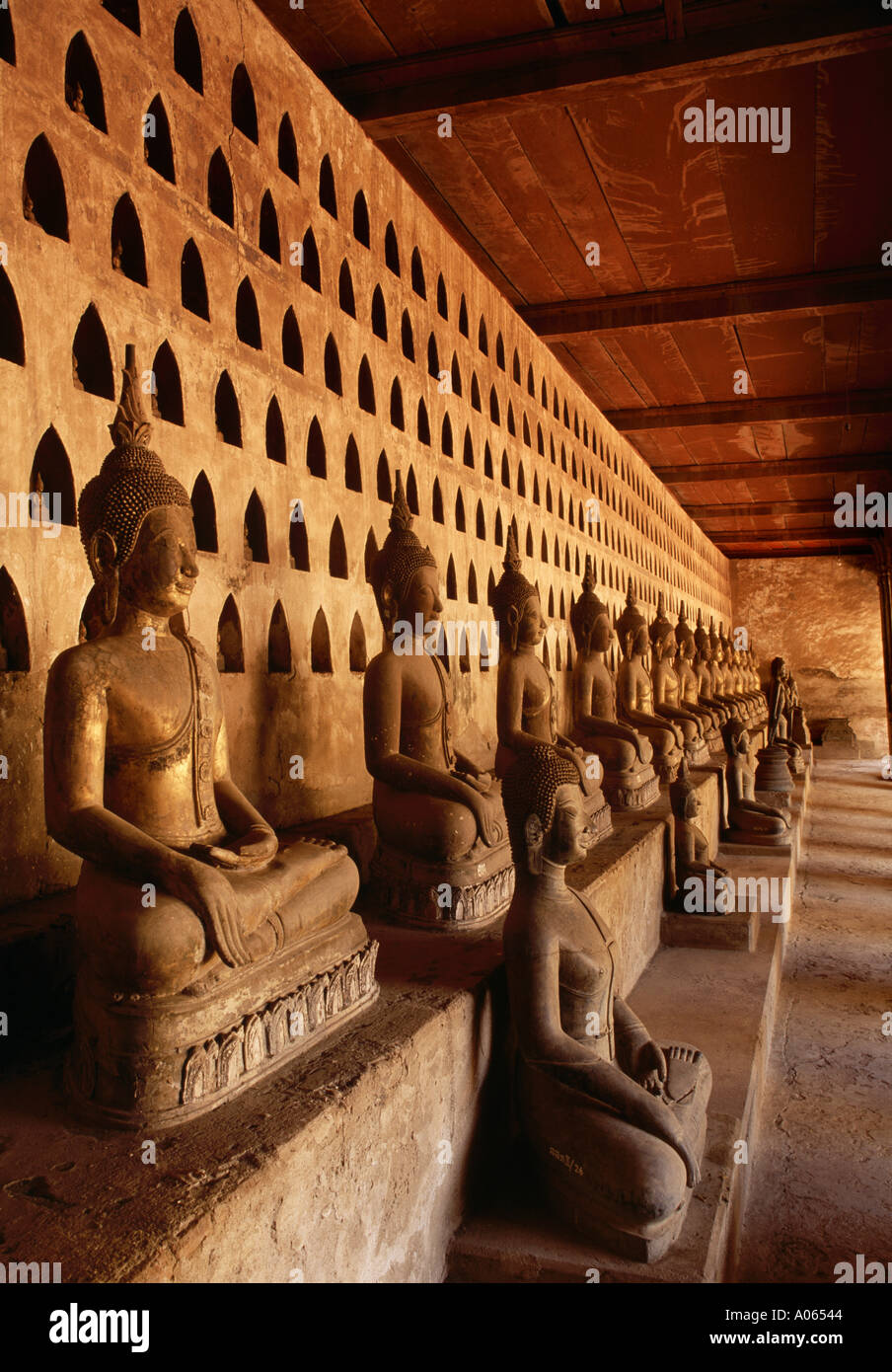 Kreuzgang des Buddhas in Wat Si Saket Vientiane Laos Stockfoto