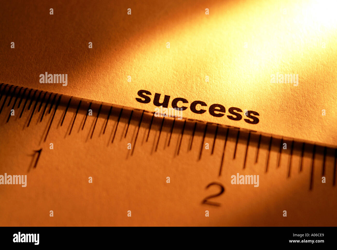 Ein Lineal messen die Wort Erfolg Möglichkeit Gelegenheit Stockfoto