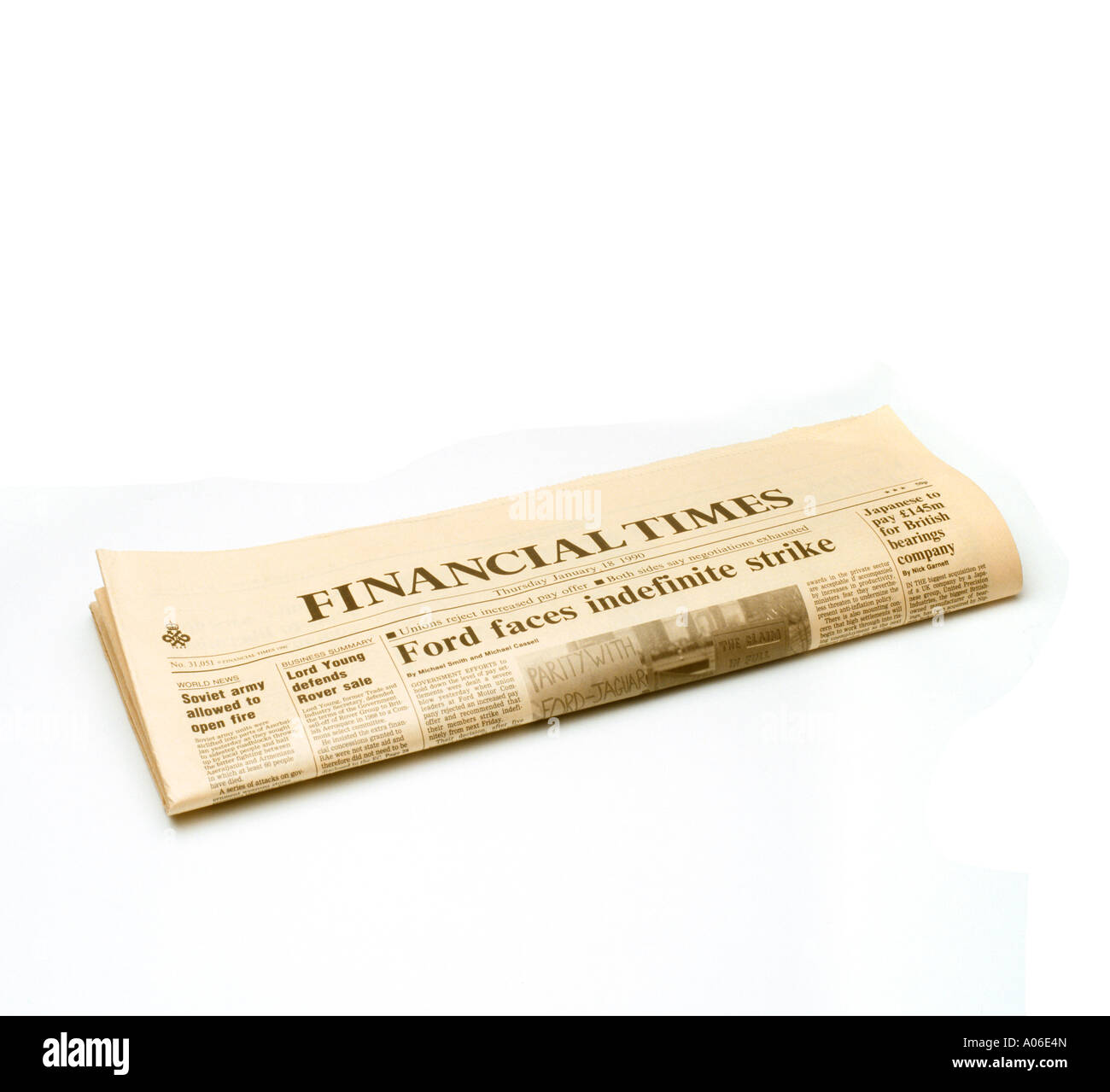 1990er Jahre UK Financial Times mit Ford Strike Bedrohung Schlagzeile Stockfoto