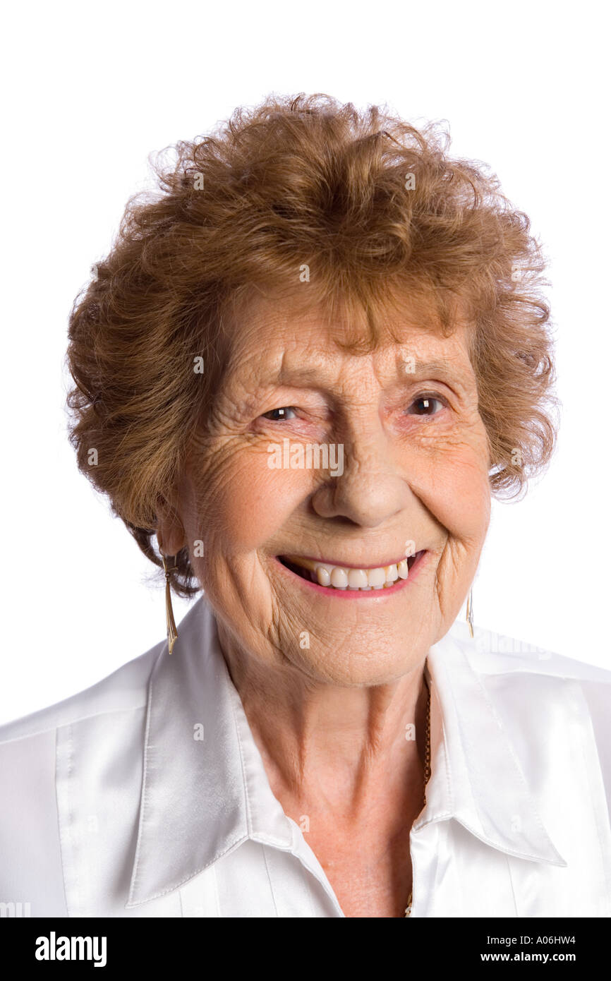 Ältere Dame lächelnd Stockfoto