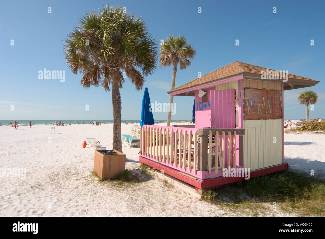 Miete Hütte auf Siesta Key Beach Golf von Mexiko in Florida Stockfoto