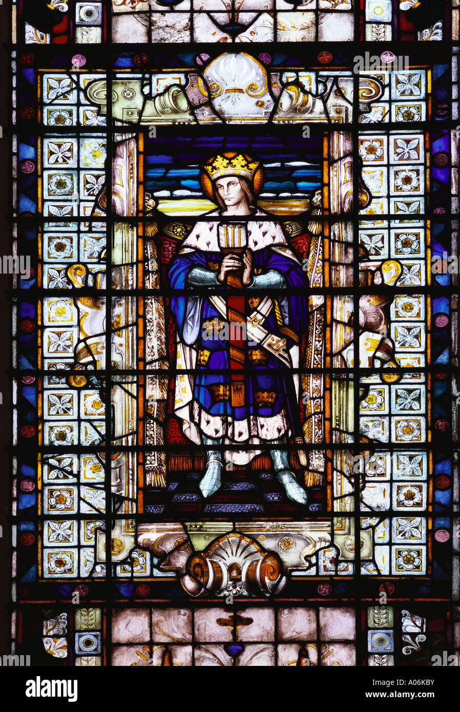 Glasmalerei Fenster Kirche von St Edmund König und Märtyrer Lombard Street London Stockfoto