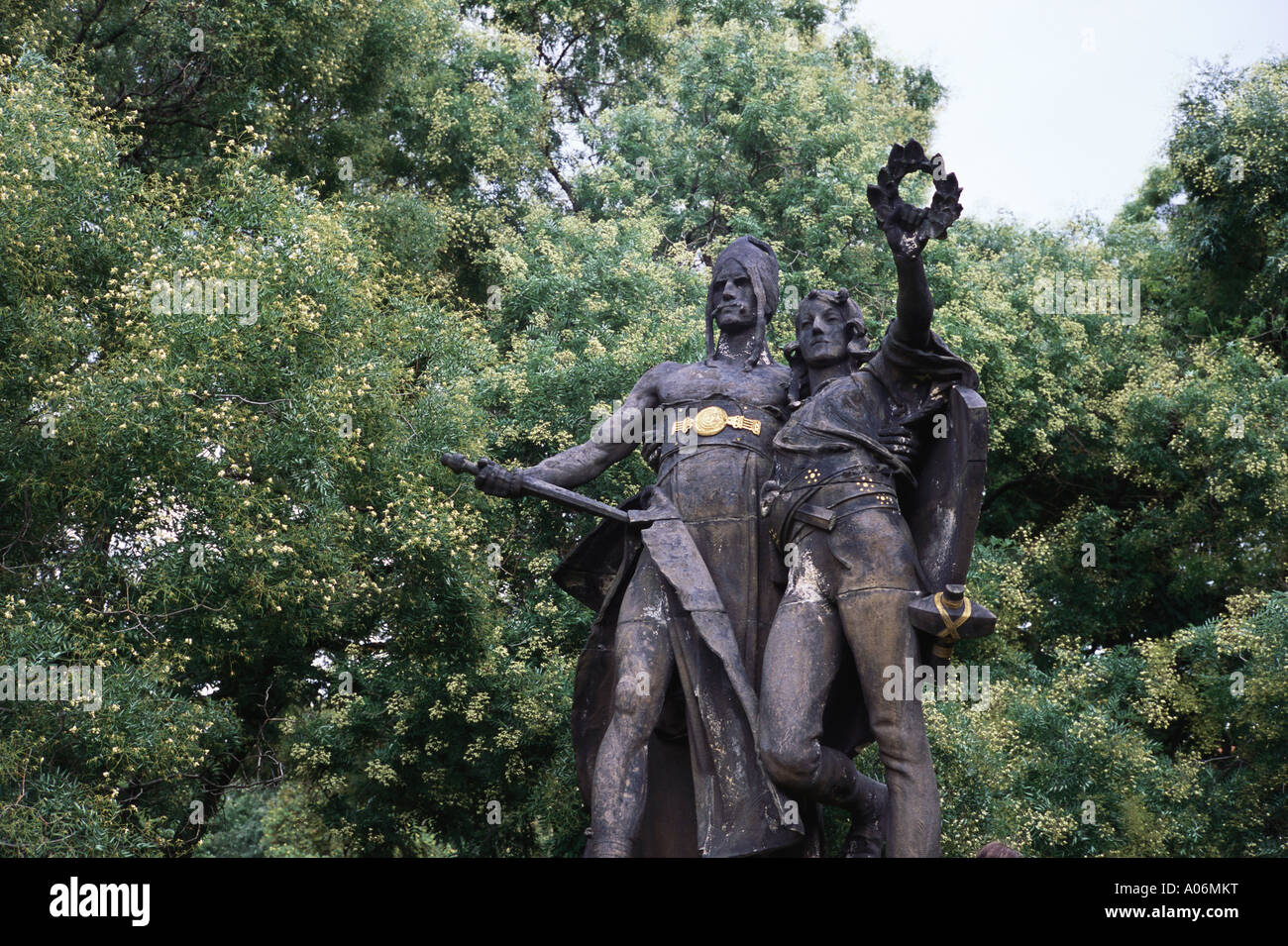 Statue des mythischen tschechischen Helden Zaboj und Slavoj Vysehrad Burg Prag: ein nationaler Mythos aus Dvur Kralove Manuskript Stockfoto