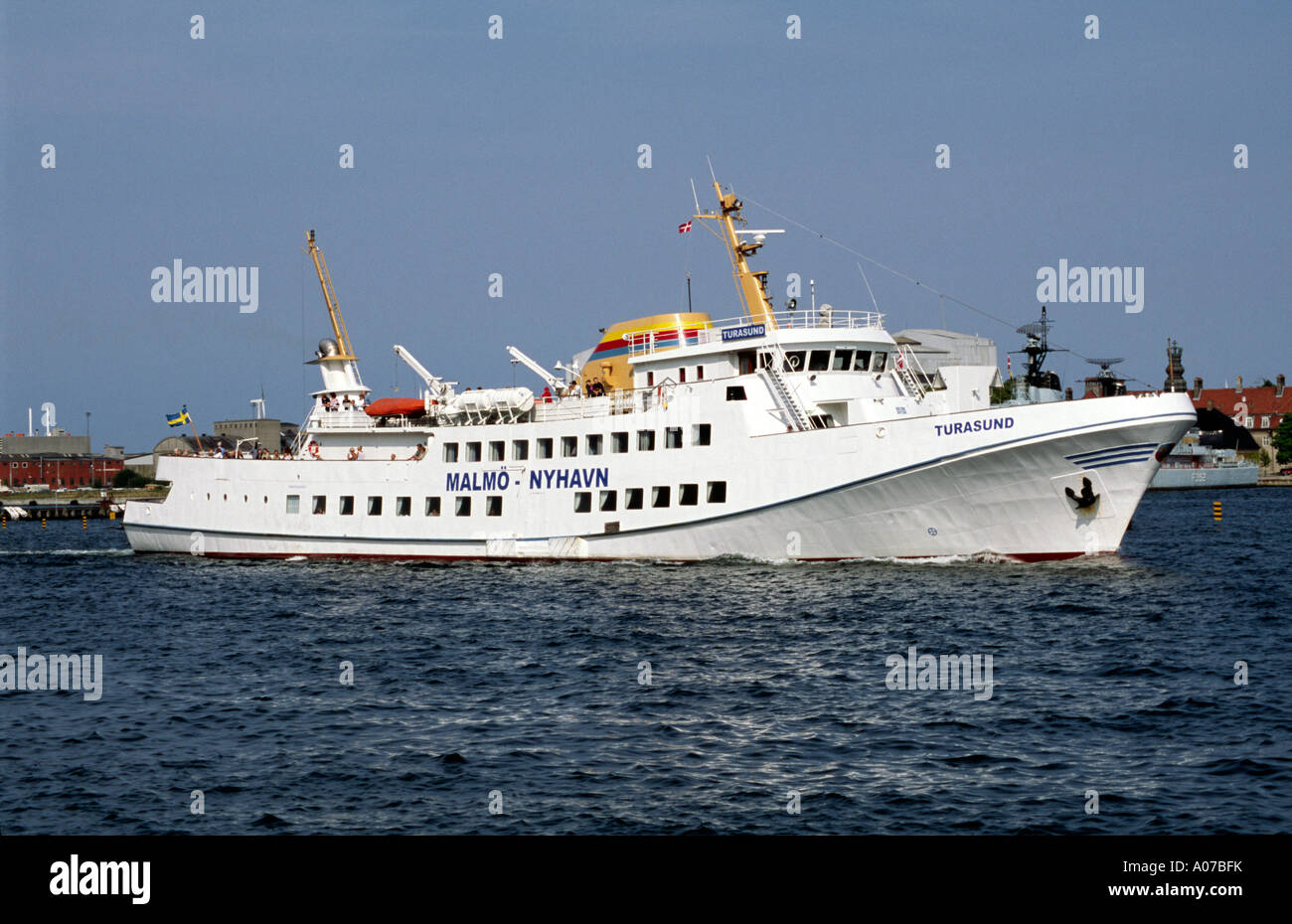 Copenhagen-Malmö Ausflug Schiff Turasund Segel in Hafen von Kopenhagen Stockfoto
