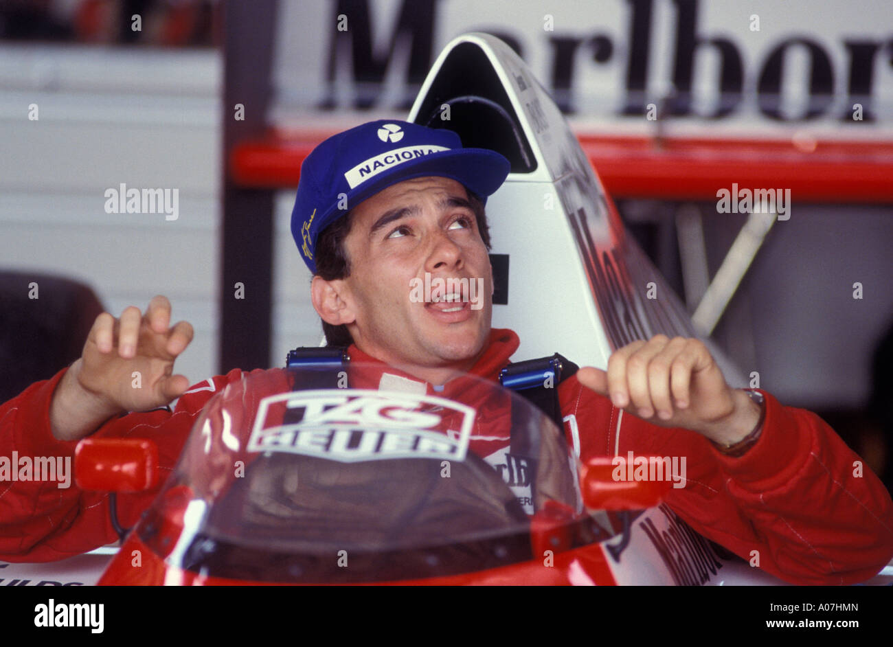 Brasilianischer Formel-1 pilot Ayrton Senna, tot im Jahr 1994. Stockfoto