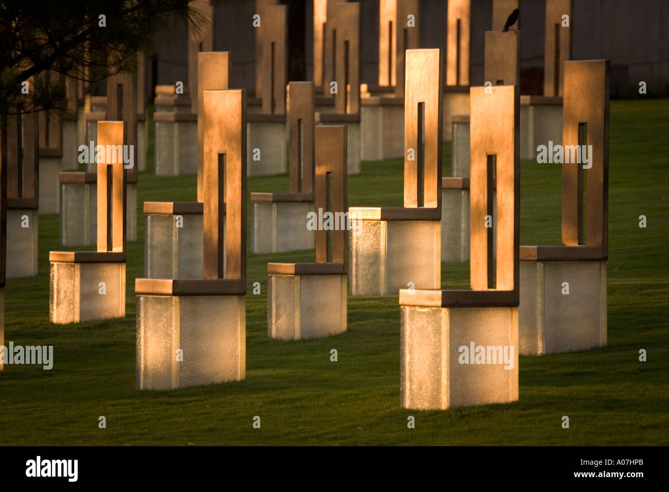 Oklahoma City bombing Denkmal in atemberaubenden Licht Stockfoto