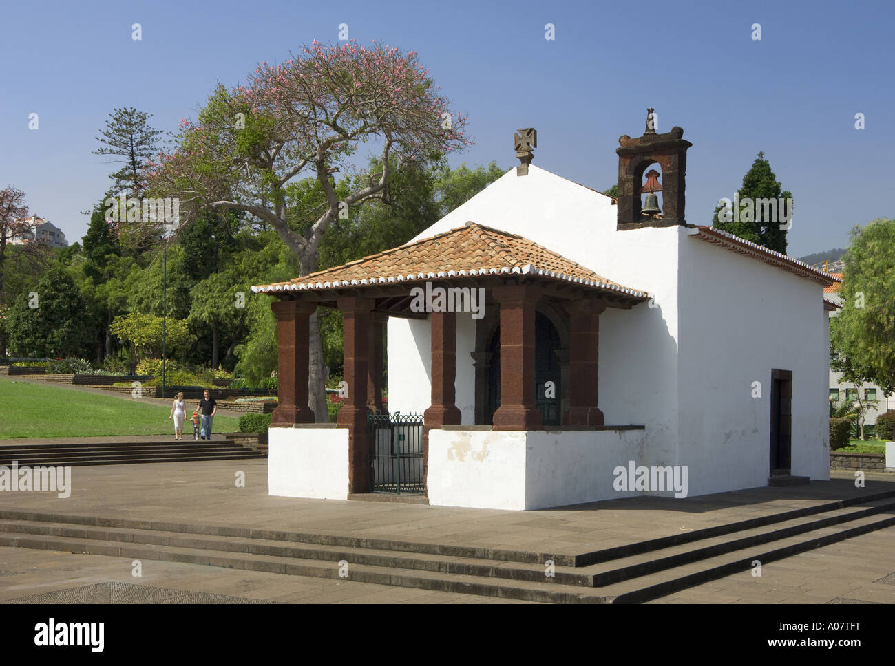 Kleine Kapelle von Santa Catarina in Santa Catarina Gardens, Funchal, Madeira Stockfoto
