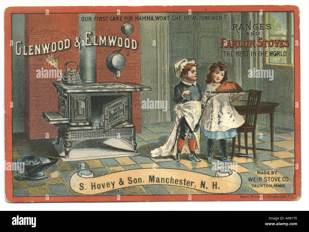 Glenwood & Elmwood Öfen Handel Karte um 1890 Stockfoto