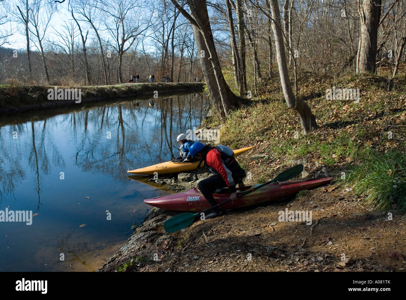 Kanuten starten Chesapeake and Ohio Canal National Historical Park Maryland West Virginia District Of Columbia USA Stockfoto