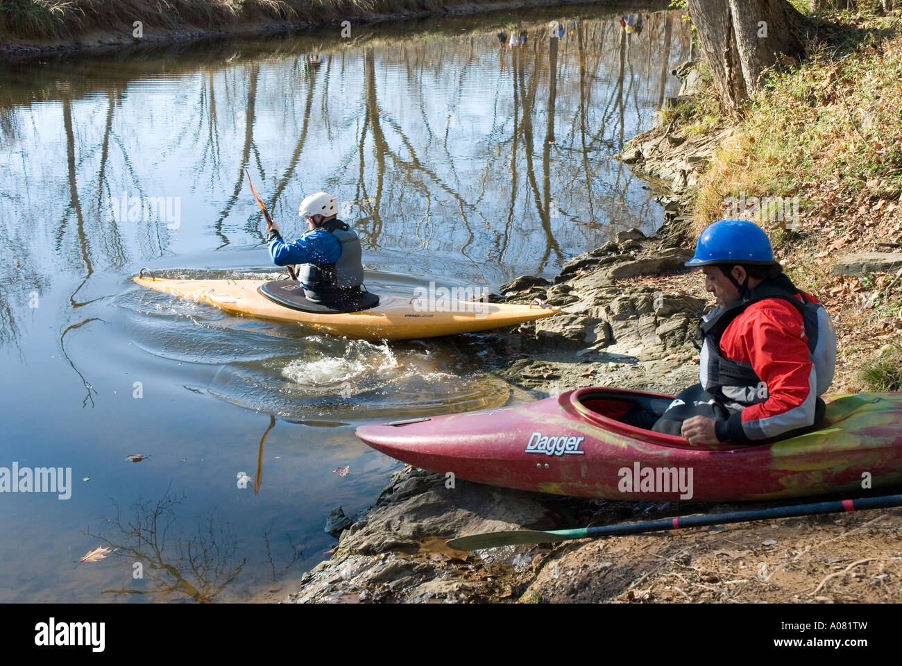 Kanuten starten Chesapeake and Ohio Canal National Historical Park Maryland West Virginia District Of Columbia USA Stockfoto