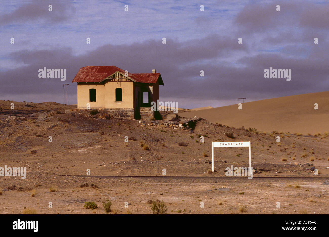 Namibia, die alten historischen Ort der historischen Bahnhof Grasplatz in der Nähe von Lüderitz Sillt bis Herunterfahren Stockfoto