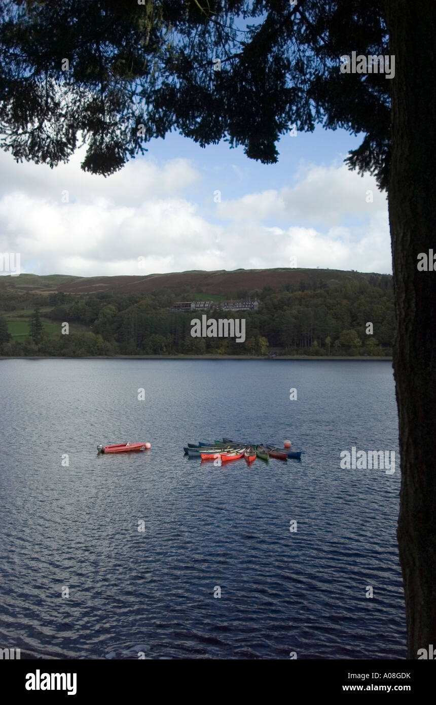 Lake Vyrnwy in der Mitte des Gebirges Berwyn Powys North East Wales, UK trifft. Stockfoto