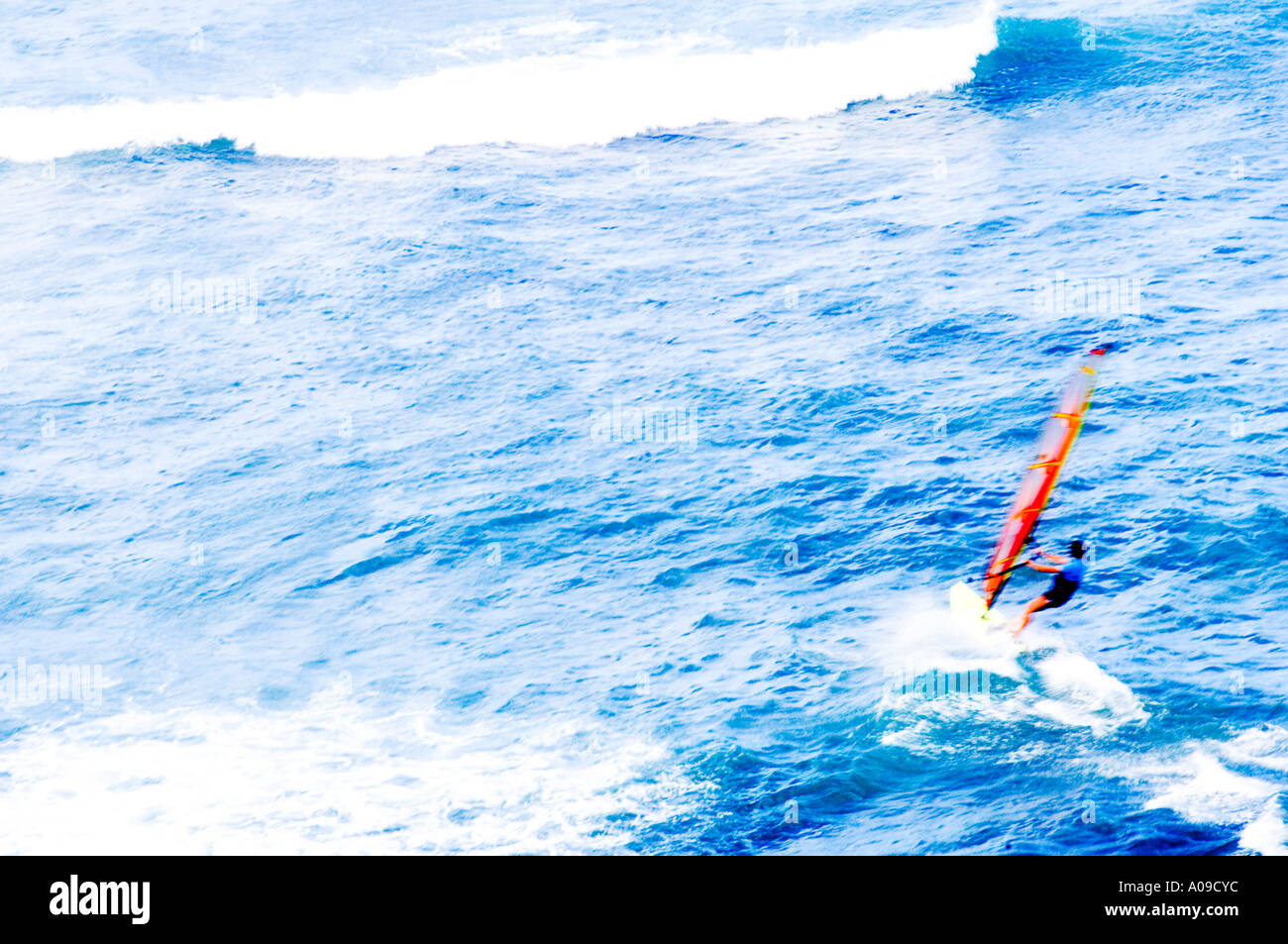 totale der Windsurfer aus Oahu Hawaii Stockfoto