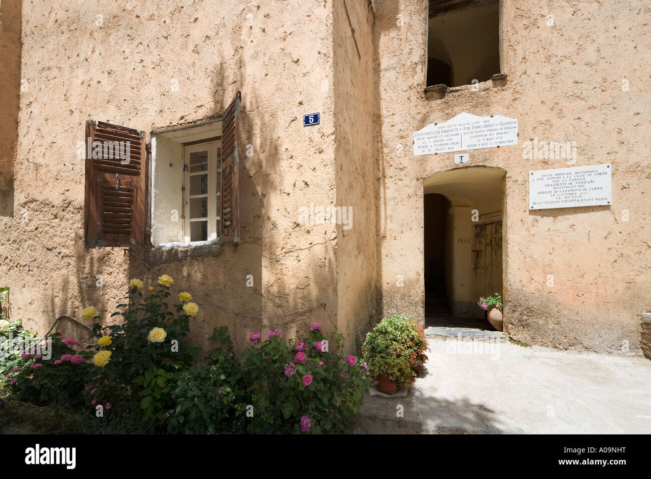 Haus der Arrighi de Casanova Place Gaffori Haute-Ville (Altstadt), Corte, Korsika, Frankreich Stockfoto
