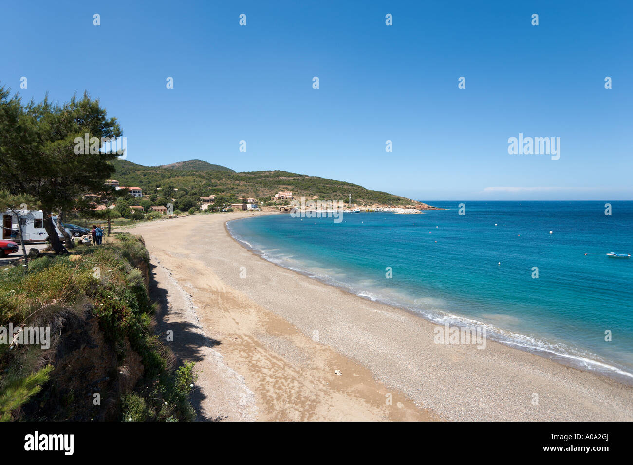 Strand in Galeria, in der Nähe von Calvi, La Balagne, Korsika, Frankreich Stockfoto