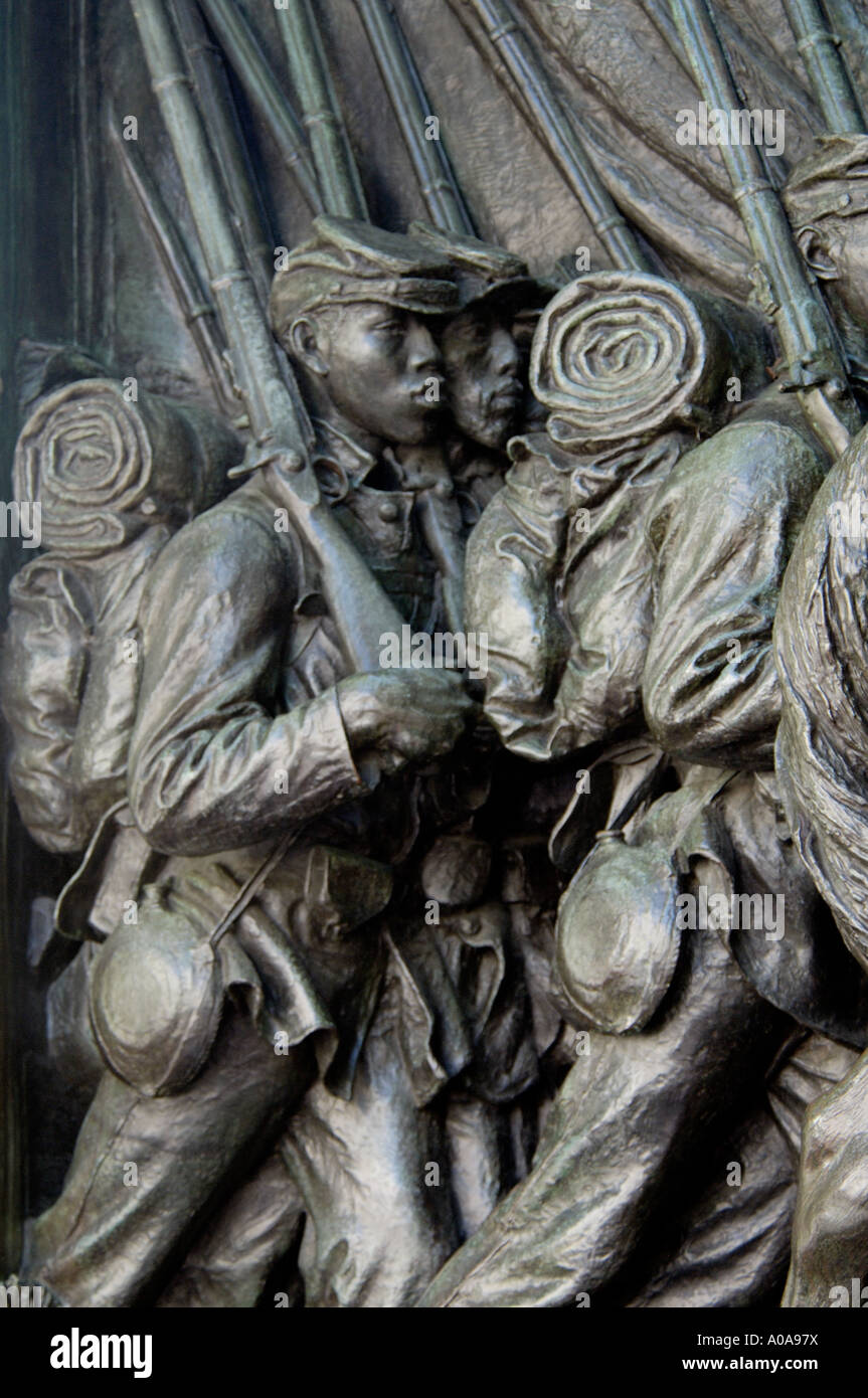 Schwarze Soldaten der 54th Massachusetts Regiment Memorial in Boston, Massachusetts. Digitale Fotografie Stockfoto