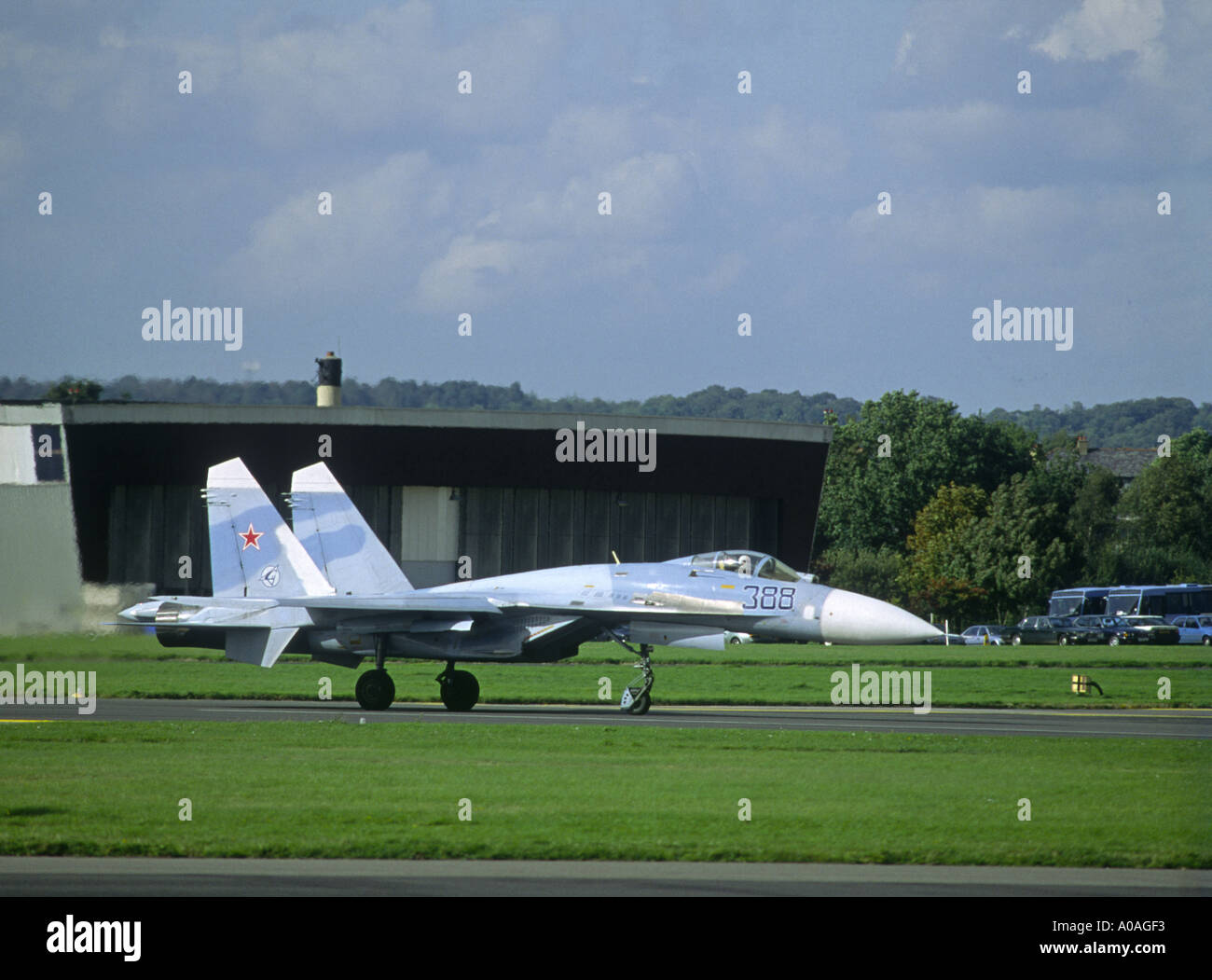 Russische Luftwaffe SU27 Flanker zweimotorigen Supermanoeuverable Kampfflugzeuge.   GAV 2098-86 Stockfoto