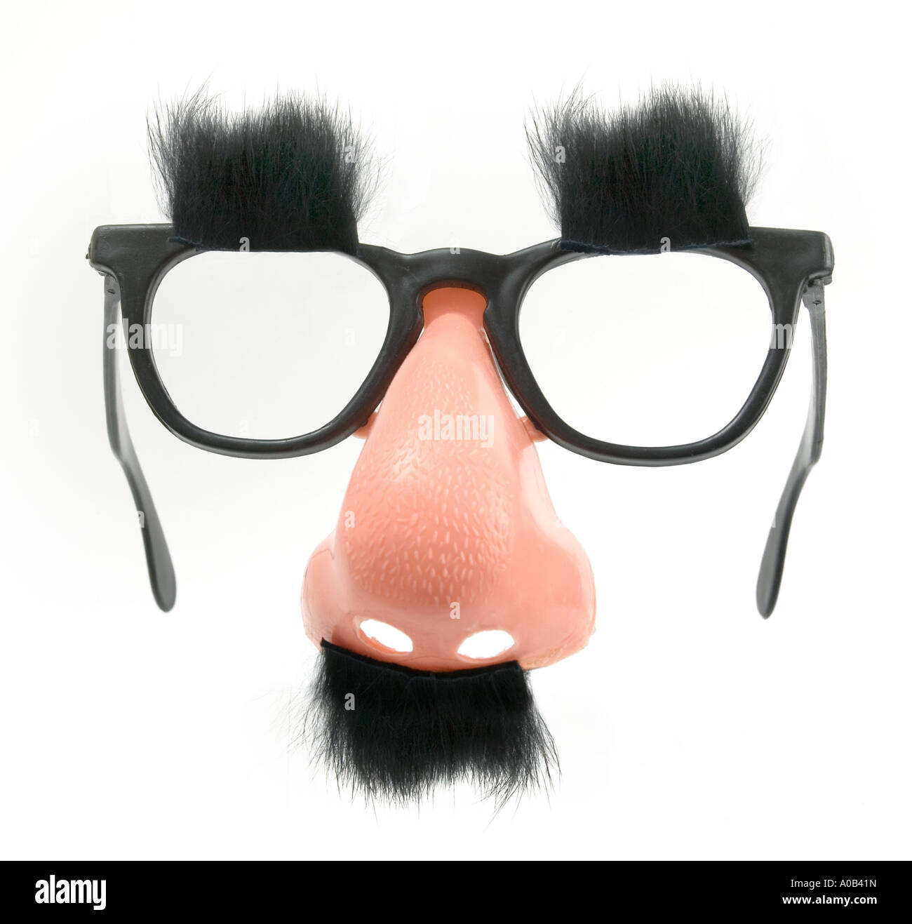 Groucho Marx; zu verschleiern; Schnurrbart; Tache; Brille; falsche Nase; Augenbrauen; Comic-Verkleidung; Marx Stockfoto