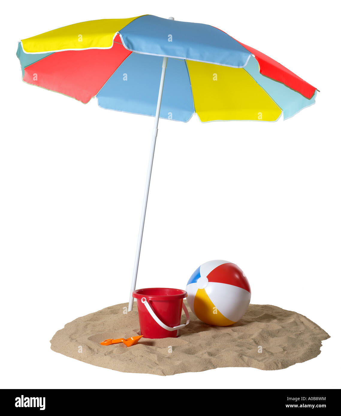 Strand Stuhl Regenschirm Beachball Stockfoto