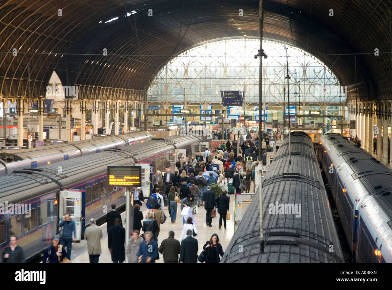 Züge in Paddington Station London England UK Stockfoto