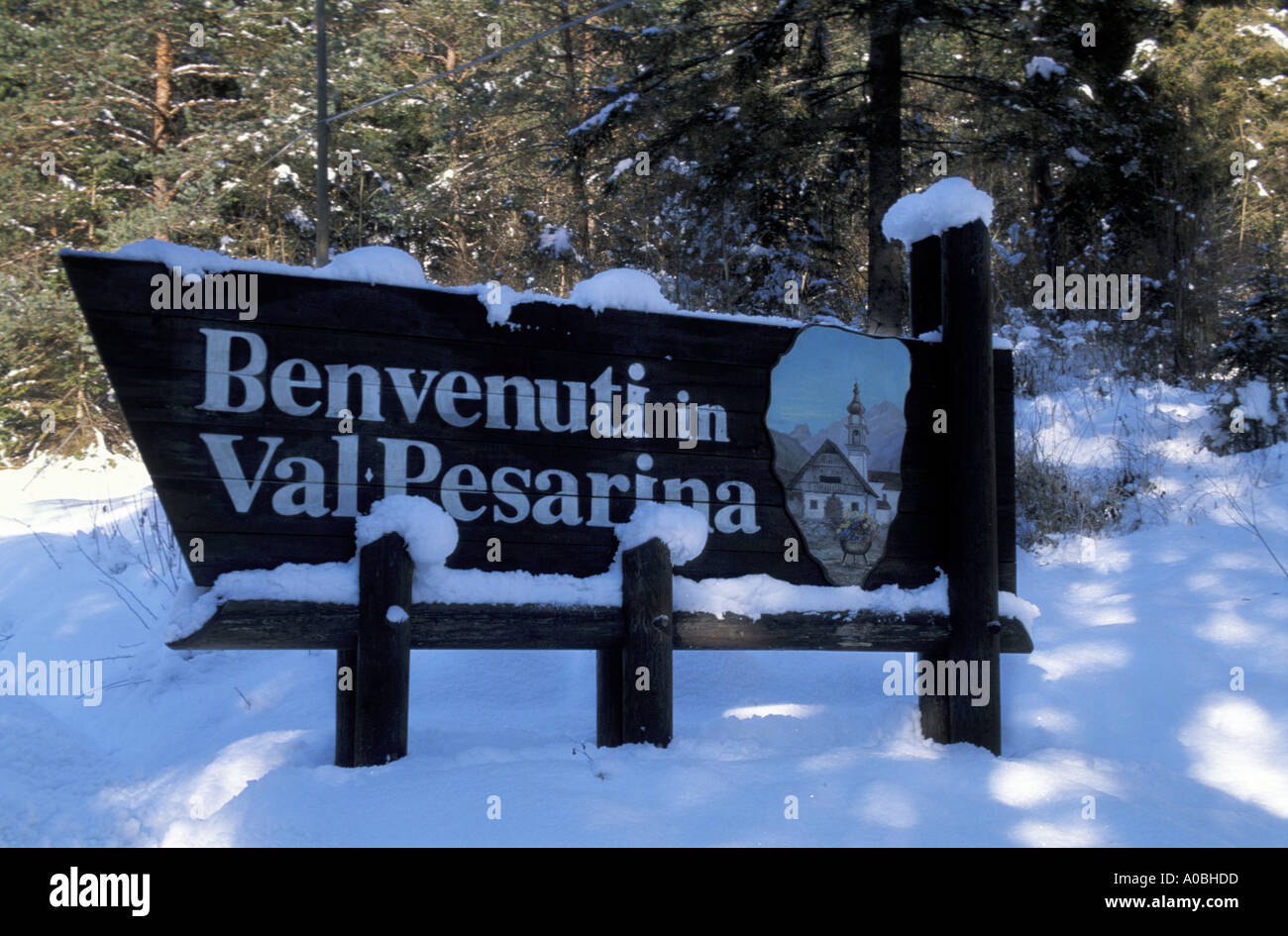 Straßenschild Prato Carnico Friaul-Julisch Venetien-Italien Stockfoto