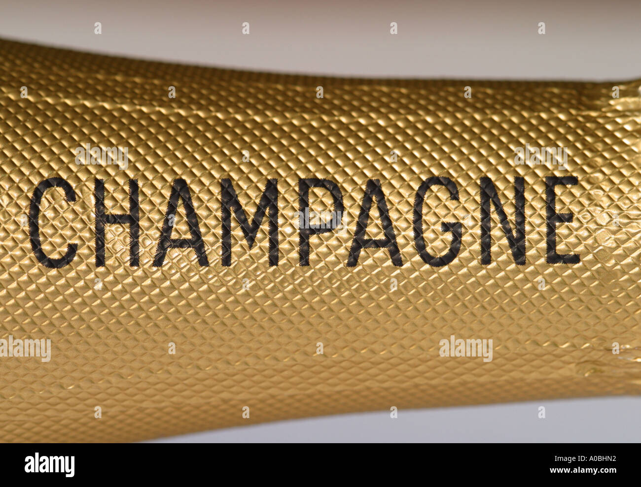 Champagner Schaumwein Alkohol französischen Goldfolie Stockfoto