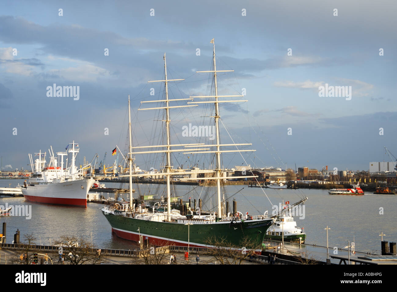 Frachter Großsegler Rickmer Rickmers Circ 1896 am Hafen am Elbe-Fluss-Hamburg-Deutschland Stockfoto