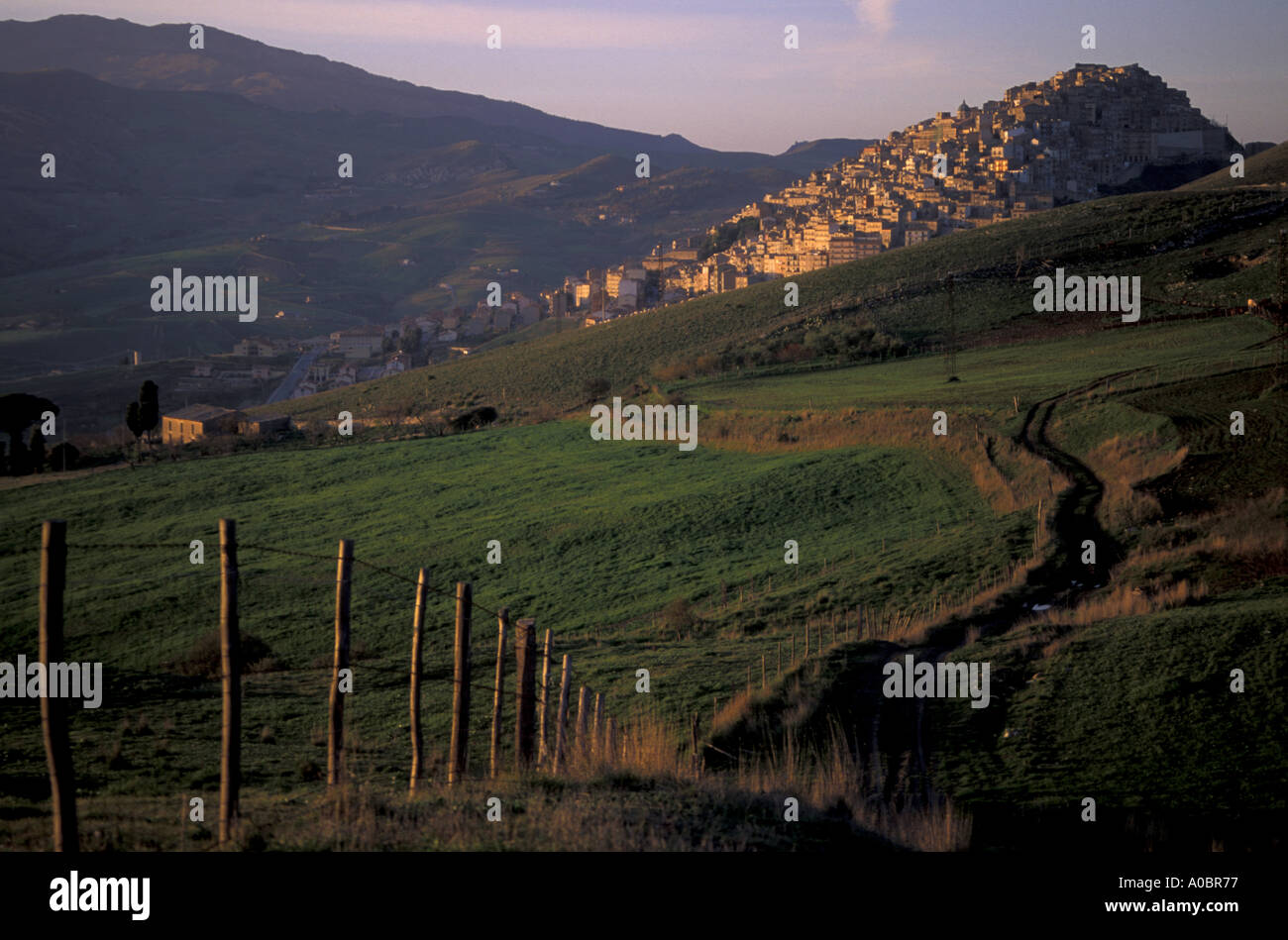 Landschaft Gangi Sizilien Italien Stockfoto
