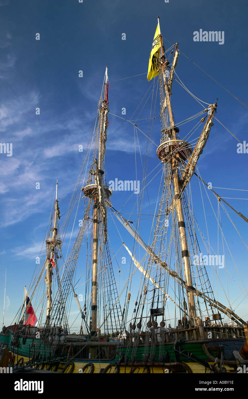 1999 die Replik von 1703 russische Fregatte "Shtandart" vertäut im Hafen von Kopenhagen, Dänemark Stockfoto