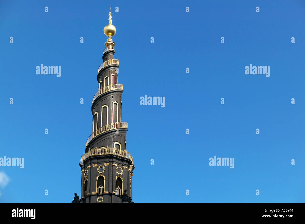 Helix spire "Vor Frelsers Kirke", Kirche unseres Erlösers, Kopenhagen, Dänemark, Europa Stockfoto