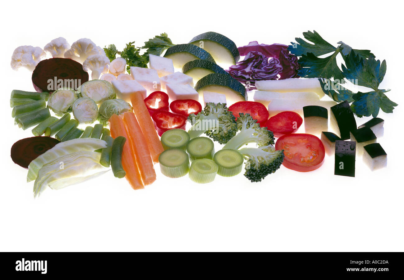 anders geschnitten Gemüse Typen Still Life FOOD Brokkoli Scheiben Stockfoto