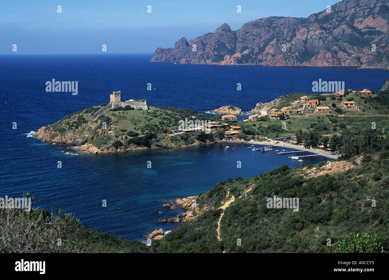 Girolata Pfade der großen Ausflüge auf dem GR 20 Korsika Stockfoto