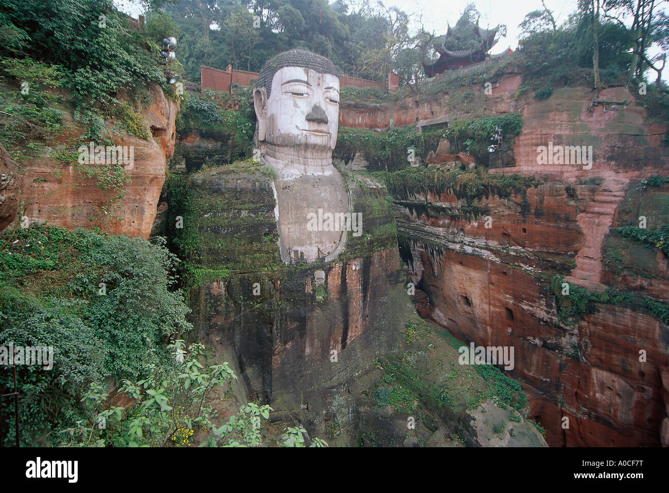 Leshan Giant Buddha in der Nähe der Stadt Leshan Provinz Sichuan china Stockfoto