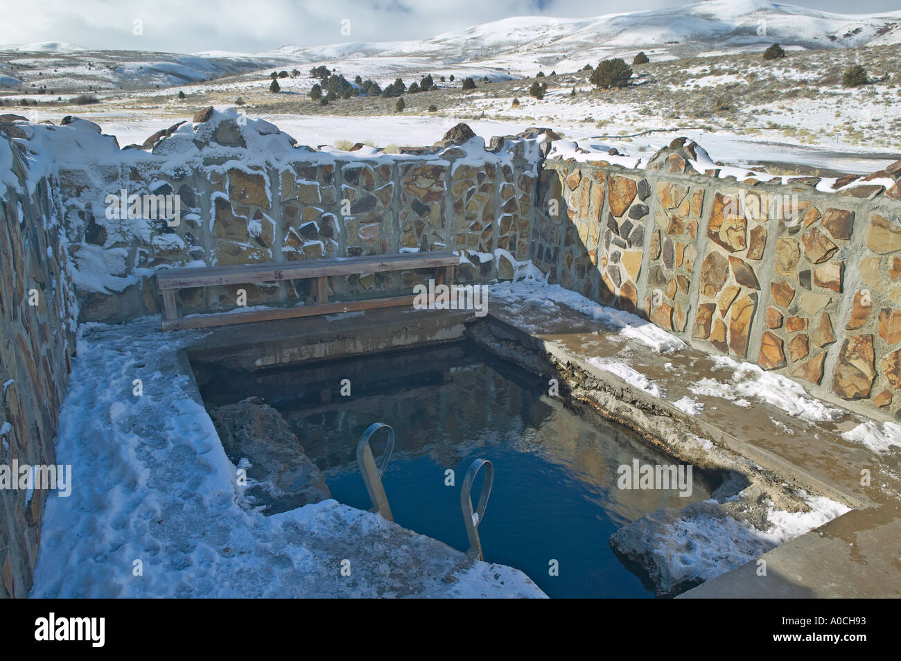 Heiße Sprinmgs auf Hart Mountain National Antelope Refuge im Winter Oregon Stockfoto