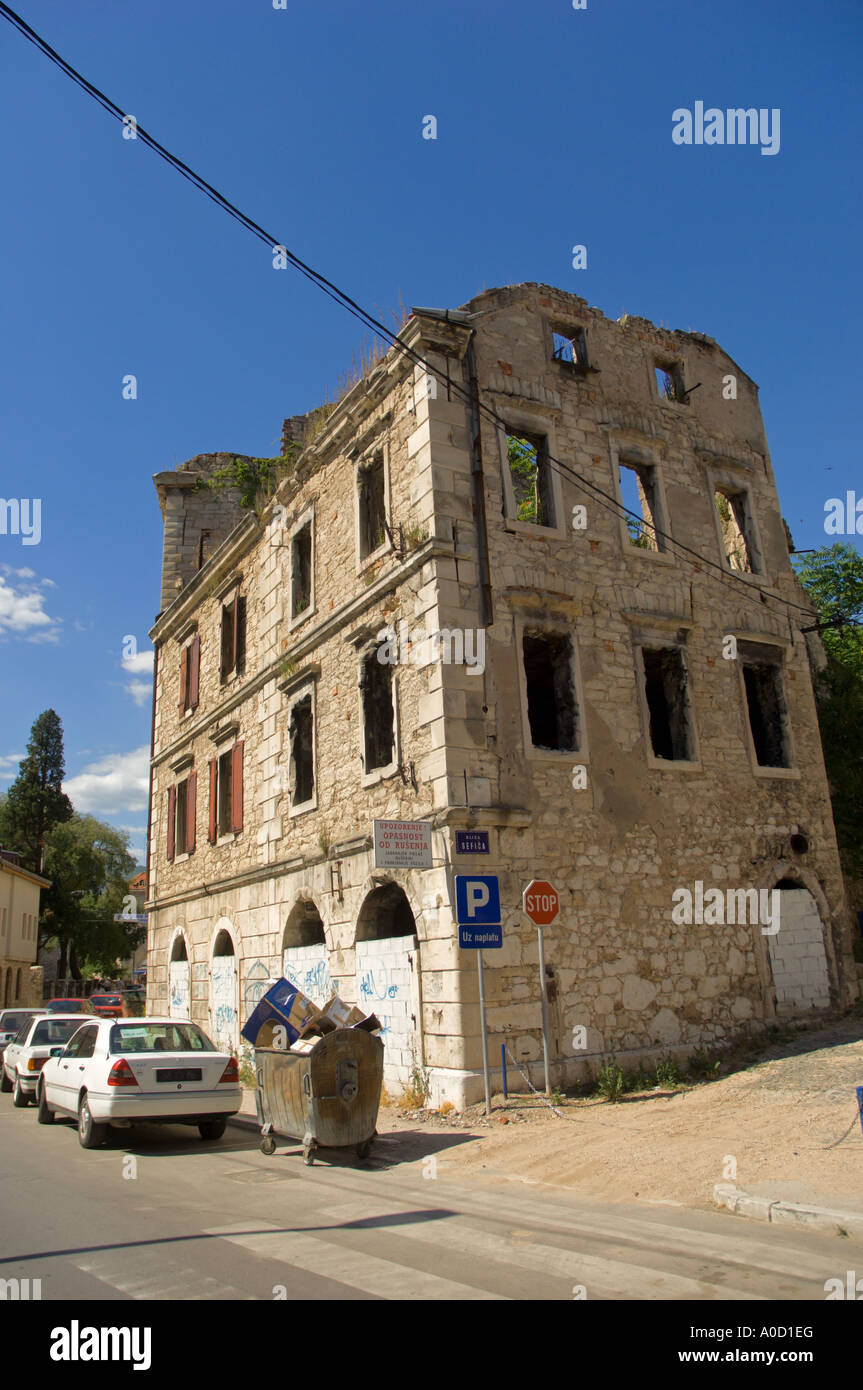 Krieg beschädigte Gebäude Mostar, Bosnien und Herzegowina, Balkan. Stockfoto