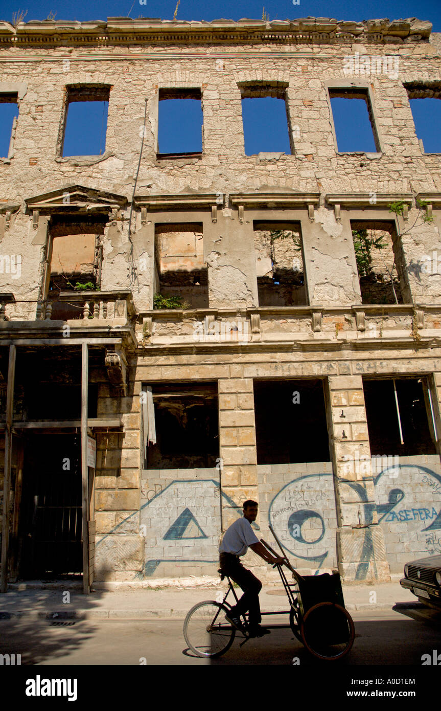 Krieg beschädigte Gebäude Mostar, Bosnien und Herzegowina, Balkan. Stockfoto