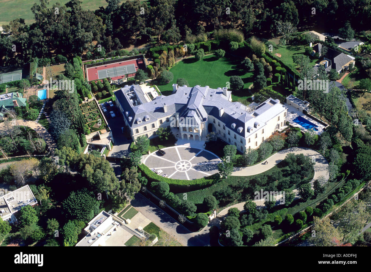 Eine Luftaufnahme des Anwesens Aaron Spelling in Beverly Hills Kalifornien Stockfoto
