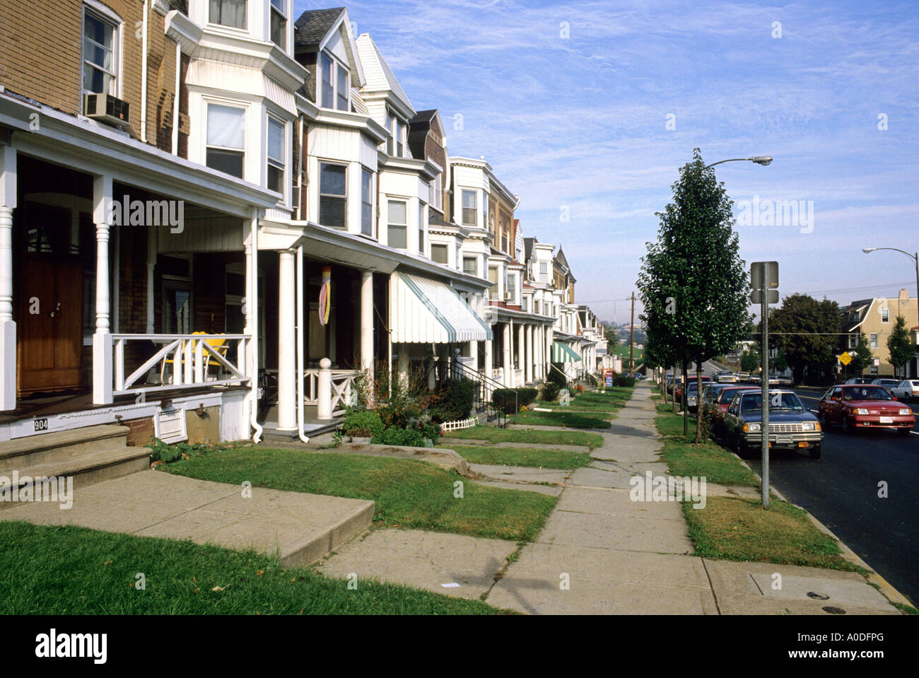 Reihenhäuser in Allentown, Pennsylvania Stockfoto