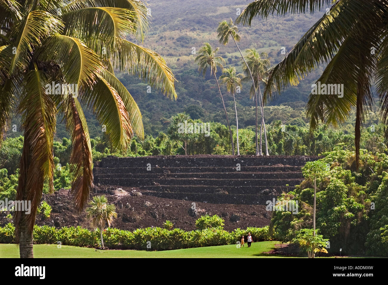 Piilanihale Heiau an Kahanu Garten National Tropical Botanical Garden Hana Küste Maui Hawaii Stockfoto