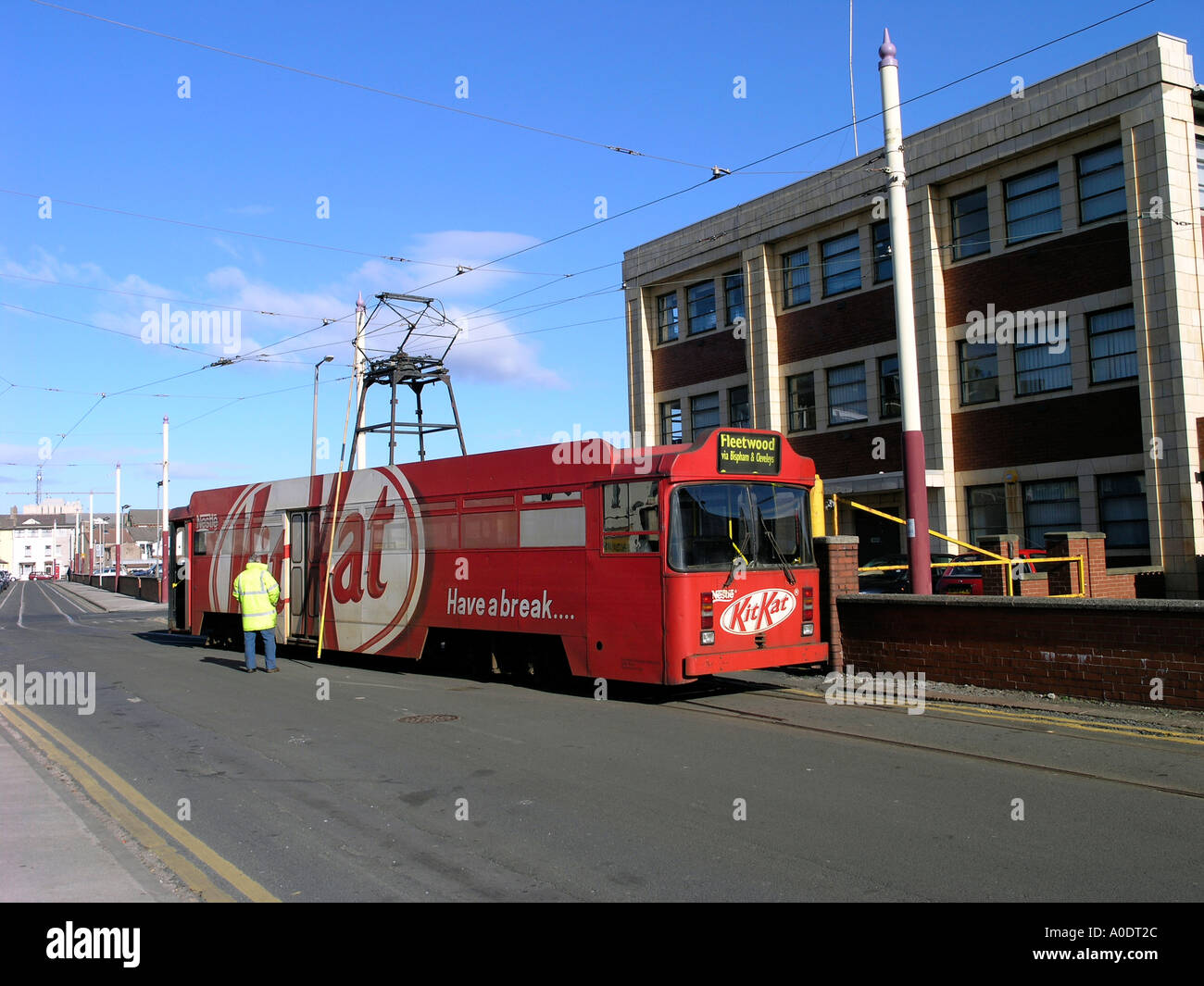 KitKat Straßenbahn Blackpool, Lancashire Stockfoto