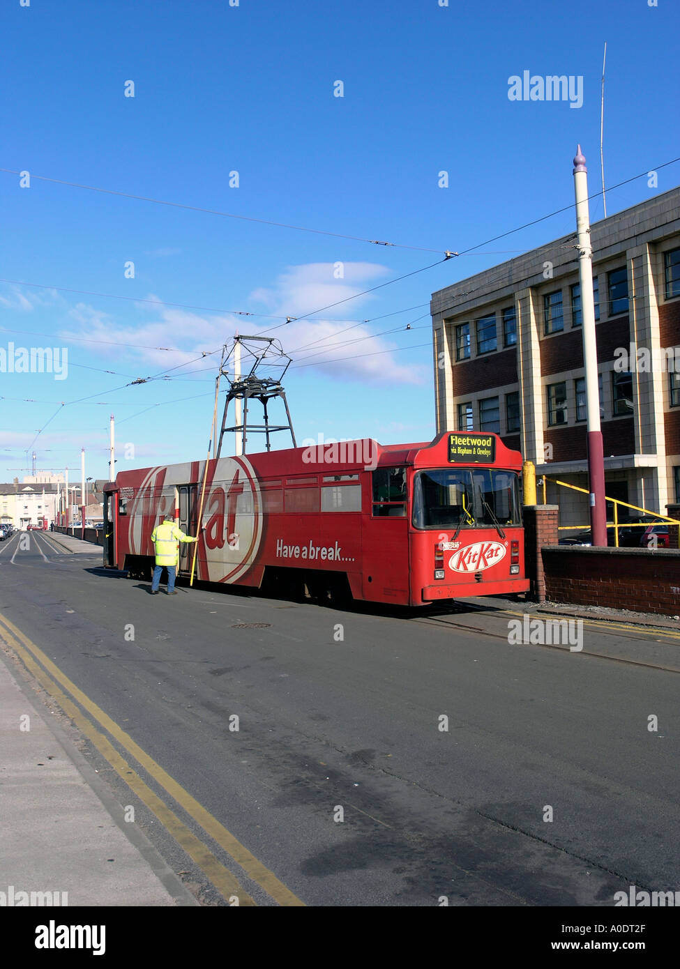 KitKat Straßenbahn Blackpool, Lancashire Stockfoto