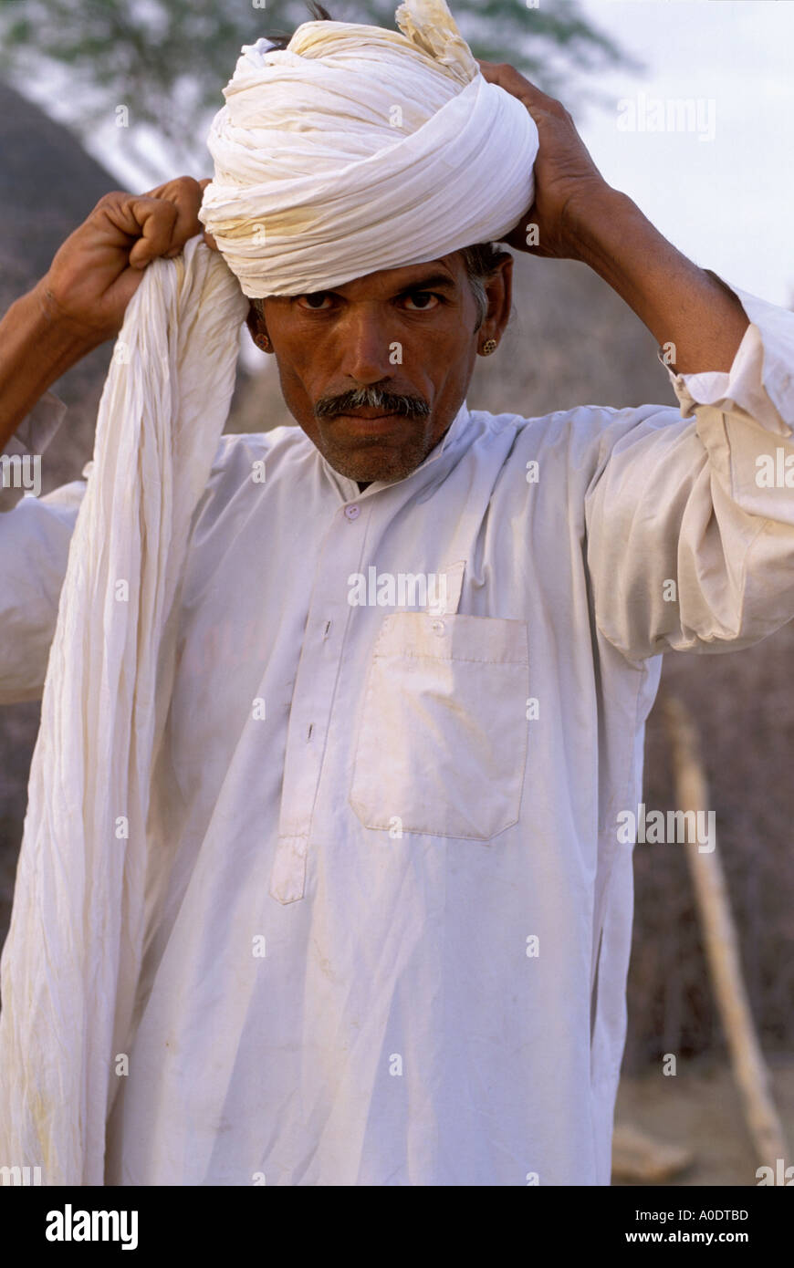 Bishnoi indigenen Mann einheimischen Stämme und Kulturen der Rajasthan Wüste Indien Stockfoto