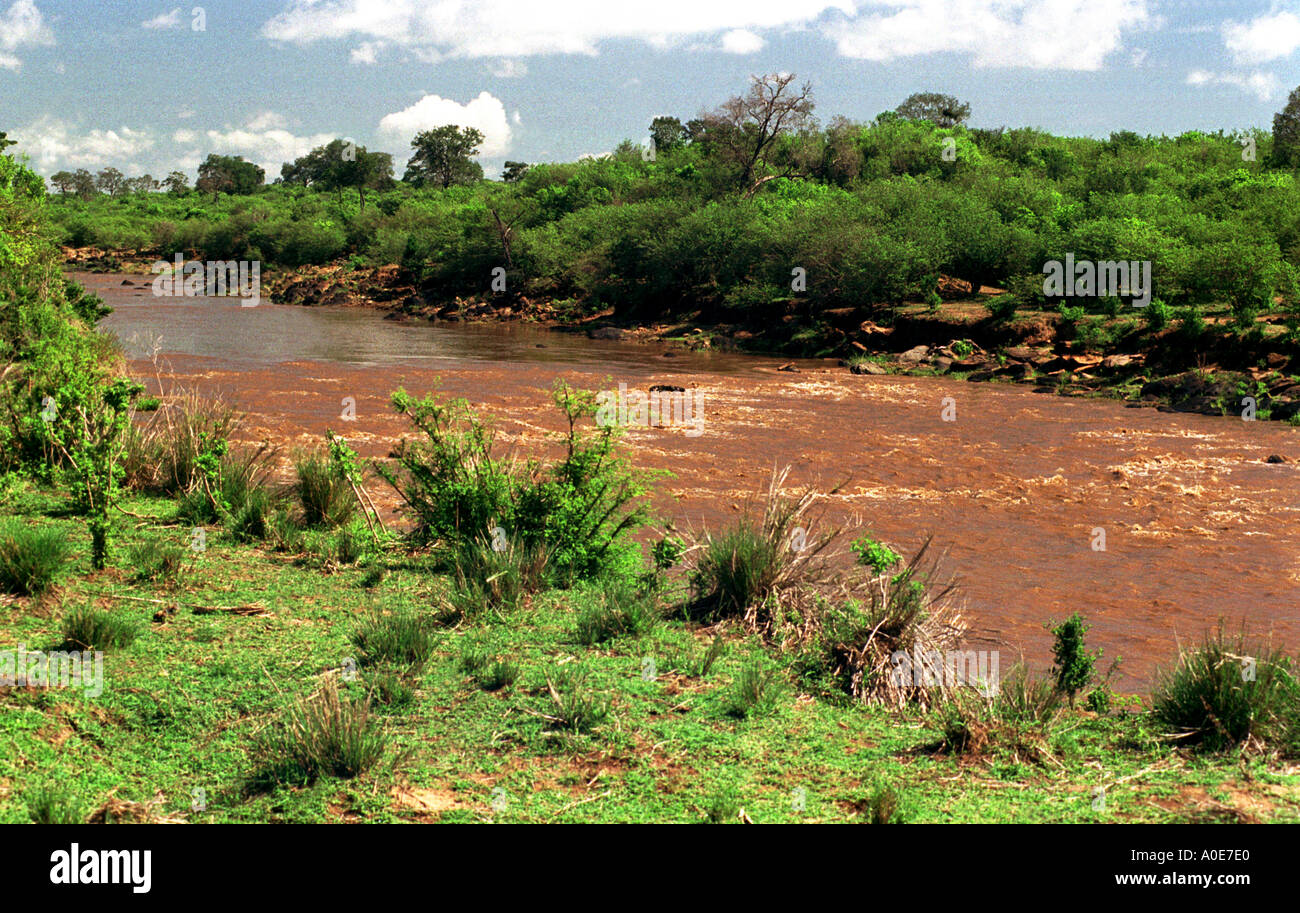 Der Fluss Mara in vollem Umfang fließen in die Masai Mara in Kenia