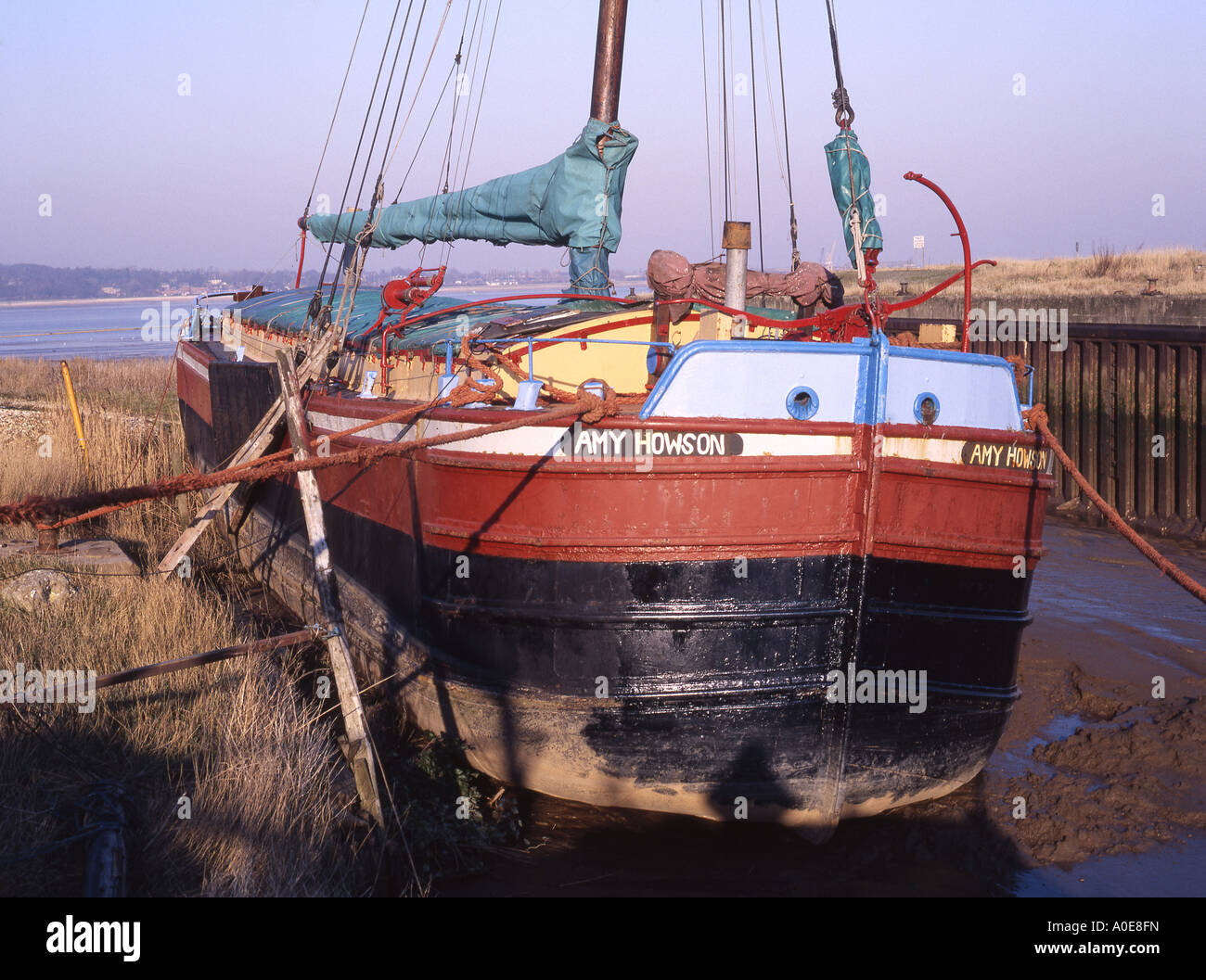 Der Humber Kiel Segeln Lastkahn, festgemacht Amy Howson im kleinen Bucht. Stockfoto