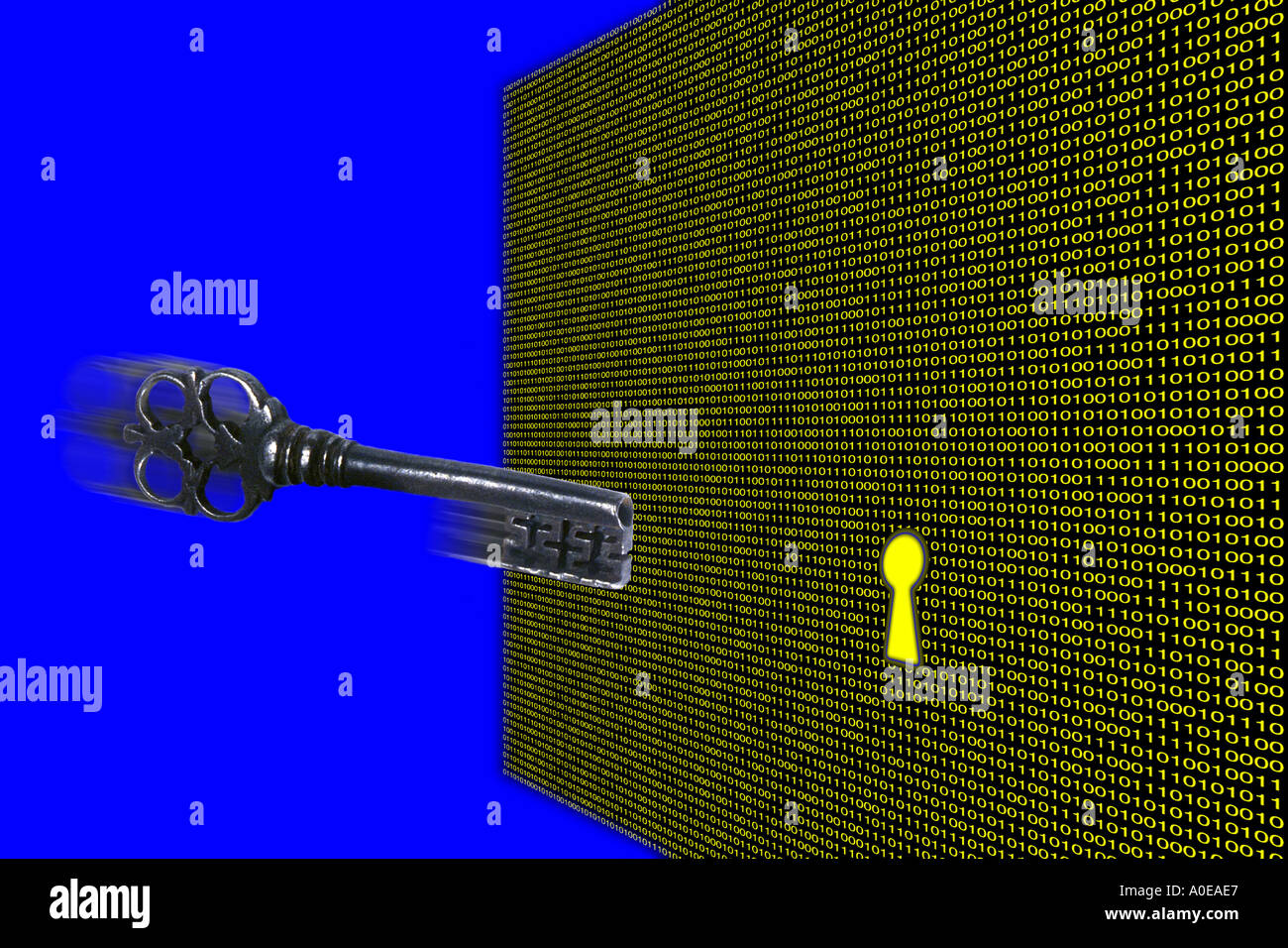 Computersicherheit und Verriegelung Entriegelung Binärzahlen, was ist der Schlüssel zur Erschließung des Codes Stockfoto