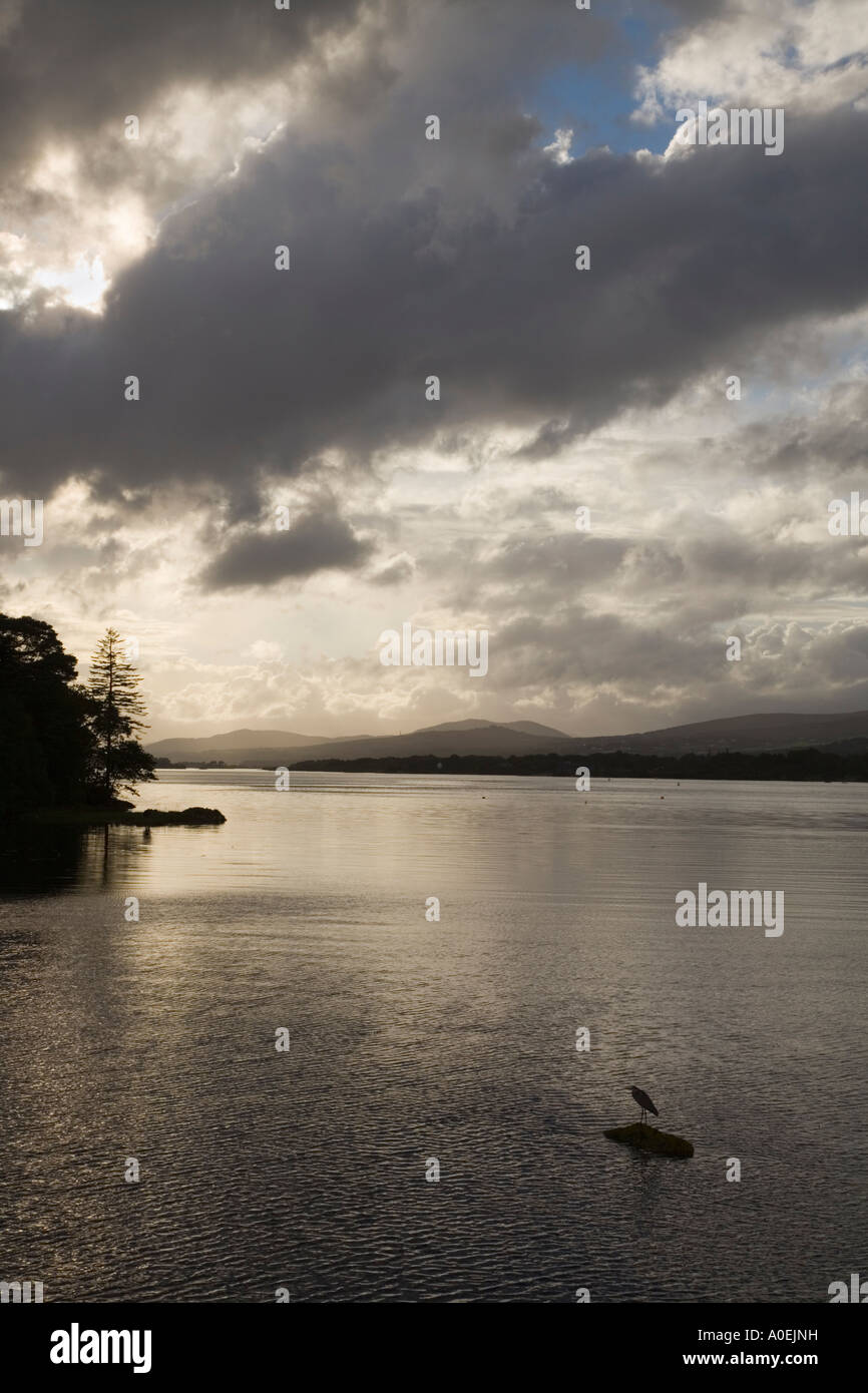 Contre Jour Blick flussabwärts Kenmare im Abendlicht Kenmare Co Kerry Irland Stockfoto