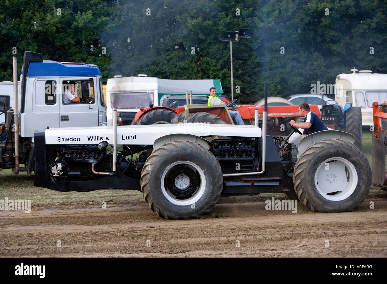 Traktor pulling Veranstaltung bei einer Landwirtschaftsausstellung in England Stockfoto