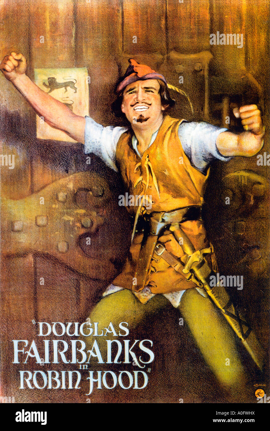 Robin Hood-Plakat für die 1922-Version der berühmten Geschichte mit Hollywood-Action-Held Douglas Fairbanks in der Titelrolle Stockfoto