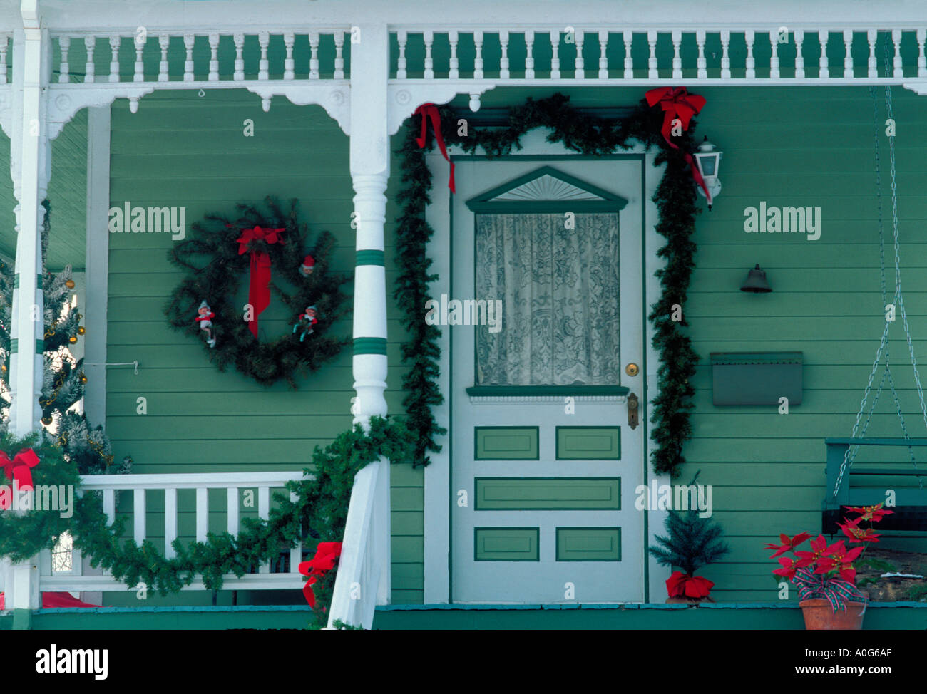 Zu Weihnachten nach Hause: im mittleren Westen Haus dekoriert für Weihnachten Stockfoto